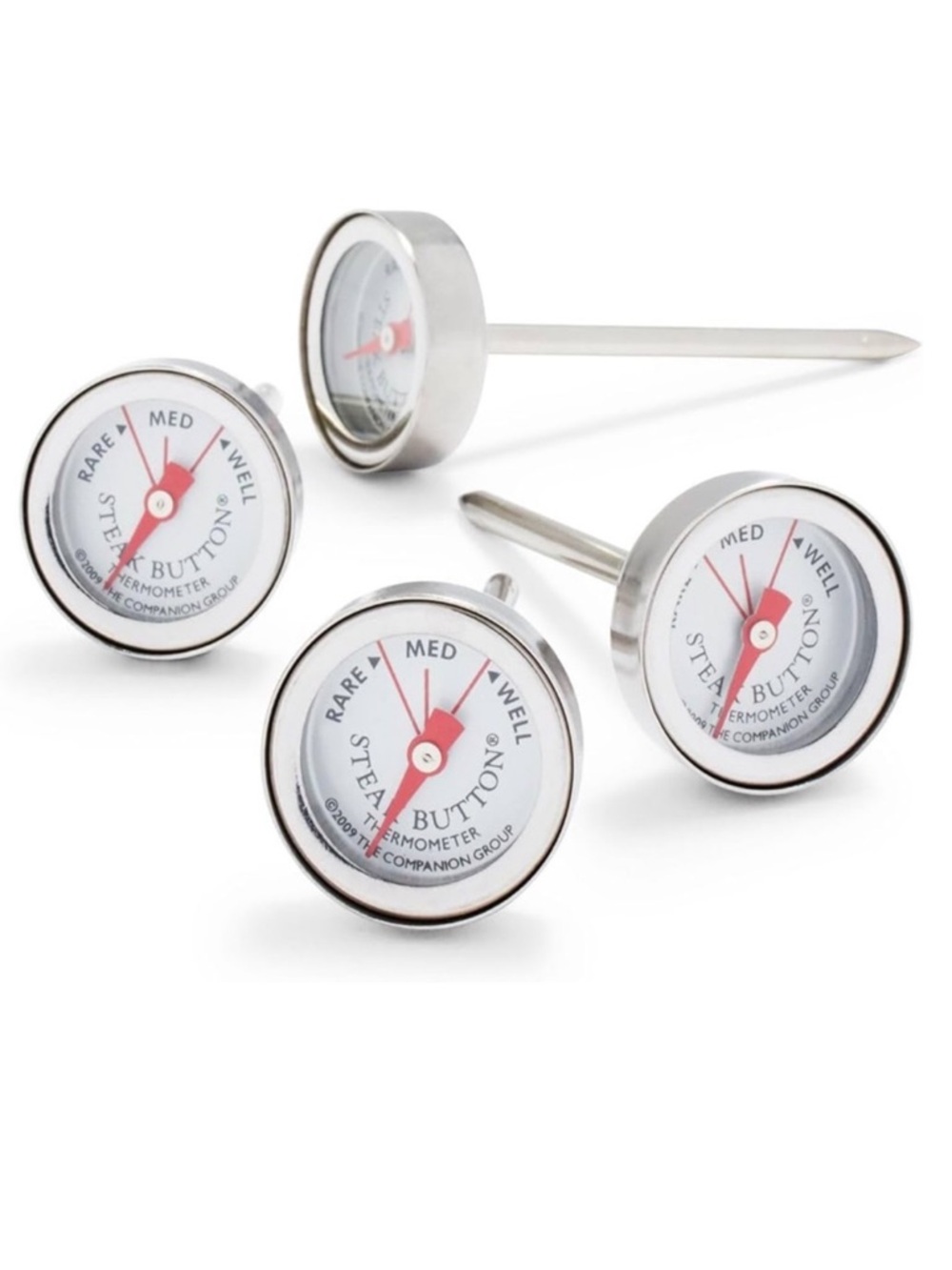 Charcoal Companion Steak Button Meat Thermometer Set of 4